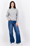 Women Ribbed Collar Knitted Sweaters, Grey - 4