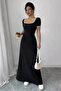 Women's Summer U-Neck Dress with Raw Hem Stitching