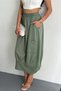 Women's Khaki Elastic Waist Double Pocket Skirt - 2