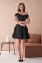 Flexible Scuba Fabric Strapless Collar Flared Cut Black Dress Black Graduation Dress 019 - 7