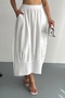 Women's White Elastic Waist Double Pocket Skirt - 6