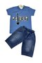 Boy's Short-Sleeved Capri Shorts Set / T-Shirt Jeans Capri Bottom Top Set / Short-Sleeved Summer Set - 7