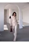 Women's Beige Button Suit - 2