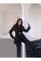 Black Gold Buttoned Suit Women's Jacket Pants