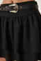 Belted Layered Mini Woven Skirt Black Lus0117 - 4