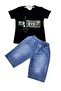 Boy's Short-Sleeved Capri Shorts Set / T-Shirt Jeans Capri Bottom Top Set / Short-Sleeved Summer Set - 5