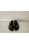 Women's black nubuck gold buckle double strap adjustable buckle casual slippers - 6