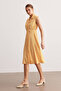 Orange Satin Midi Shirt Dress - 4