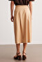 Beige Pleated Pocket Midi Skirt - 4
