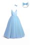 Girl's Double-breasted Efta Dress - Evening Dress with Buckle and Tulle Skirt and Back Ribbon
