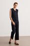 Navy Blue Stitching Detailed Unlined Gabardine Vest - 5