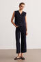 Navy Blue Stitching Detailed Unlined Gabardine Vest - 4
