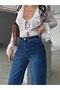 Women's High Waist Pale Effect Lycra Wide Leg Palazzo Jean - 4