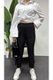 Women's Ankle Length Trousers with Elastic Waist - Black - 3