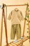Baby Kids Khaki Crew Neck Pants Sweat Cotton Comfortable 2-Piece Set Trend Fashion Bottom Top Set