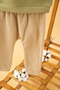 Baby Kids Khaki Crew Neck Pants Sweat Cotton Comfortable 2-Piece Set Trend Fashion Bottom Top Set - 3
