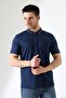 Men's Polo Neck Solid Color Cotton Knitwear Short Sleeve T-Shirt - 5