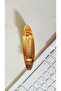 Gold Metal Curved & Textured Oval Design Automatic Clip Buckle - Modern Hair Accessory - 5