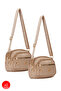 Women's Crisscross Straps Everyday Shoulder Bag Taupe 2 Bags