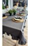 Aura Smoked Gray Ruffled Tablecloth - 2