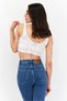 Women Scoop Neck Sleeveless Crochet Crop Top, White - 2