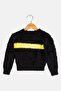Toddlers Girl Crew Neck Textured Sweater, Black