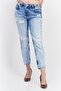 Women Mom Fit Washed Denim Jean, Blue