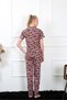 Fashion Line Women Coffee Front Buttoned Short Sleeve Pajamas Suit 2844 - 4