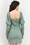 Women Solid Lacing Detail Mini Dress, Dusty Green - 4