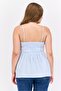 Women Square Neck Sleeveless Stripe Top, Blue - 3