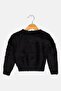 Toddlers Girl Crew Neck Textured Sweater, Black - 2