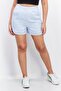 Women Checkered Pull On Shorts, Light Blue