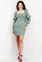 Women Solid Lacing Detail Mini Dress, Dusty Green - 3