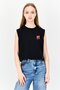 Women Crew Neck Graphic Print Tank Tops, Black