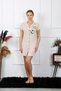 Fashion Line Women Cotton Combed Short Sleeve Buttoned Cream Tunic Nightgown 13109 - 5