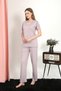 Fashion Line Women's Short Sleeve Cotton Combed Cotton Pajamas Suit Powder 4213