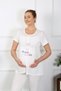 Moda Çizgi Women's Short Sleeve Maternity Pajama Set Ecru 45210