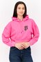 Women Graphic Print Long Sleeve Cropped Hoodie, Pink