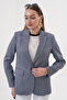 Women's Dark Striped Blue Jacket with Pocket Detail - 4