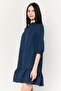 Women Checkered Mini Dress, Navy Blue - 3
