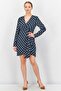 Women Polka Dots Wrap Dress, Navy - 2