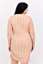 Women Plus Size Allover Print Mini Dress, Peach - 2