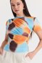 Yellow Patterned Gathered Sandy Blouse 12303 - 6