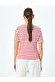Cotton Crew Neck Short Sleeve Striped T-Shirt - 4