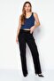 Women Relaxed Fit Plain Denim Jeans, Black - 2