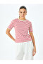 Cotton Crew Neck Short Sleeve Striped T-Shirt - 3