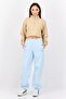 Women High Neck Solid Long Sleeves Cropped Sweatshirts, Tan - 4