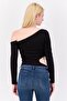 Women Solid Long Sleeve Bodysuit, Black - 3
