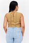 Women Round Neck Sleeveless Embroidered Tank Top, Olive - 3