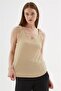 V-Neck Blouse Beige - 2